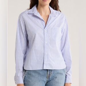 Frank & Eileen Blue Pink Silvio Grid Print Untuckable Button Up Size Small